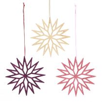 Artículo Decoración del árbol de Navidad decoración de madera copo de nieve baya 10cm 12 piezas