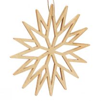 Artículo Decoración del árbol de Navidad decoración de madera copo de nieve baya 10cm 12 piezas