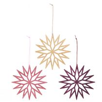 Artículo Adornos para árbol de Navidad, copos de nieve, decoración de madera, estilo escandinavo, 15 cm, 8 piezas