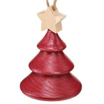 Artículo Adornos para árbol de Navidad de madera de abeto rojo y blanco de 7,5 cm, 6 piezas