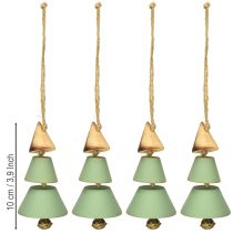 Artículo Adornos para árbol de Navidad, abeto para colgar, verde navideño/natural, 10 cm de alto y 24 cm de largo, 4 unidades.