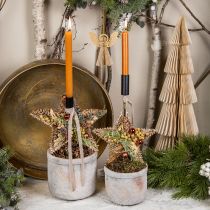 Artículo Adornos para árboles de Navidad, adornos de Adviento, colgantes de estrella dorados L30cm 4 piezas