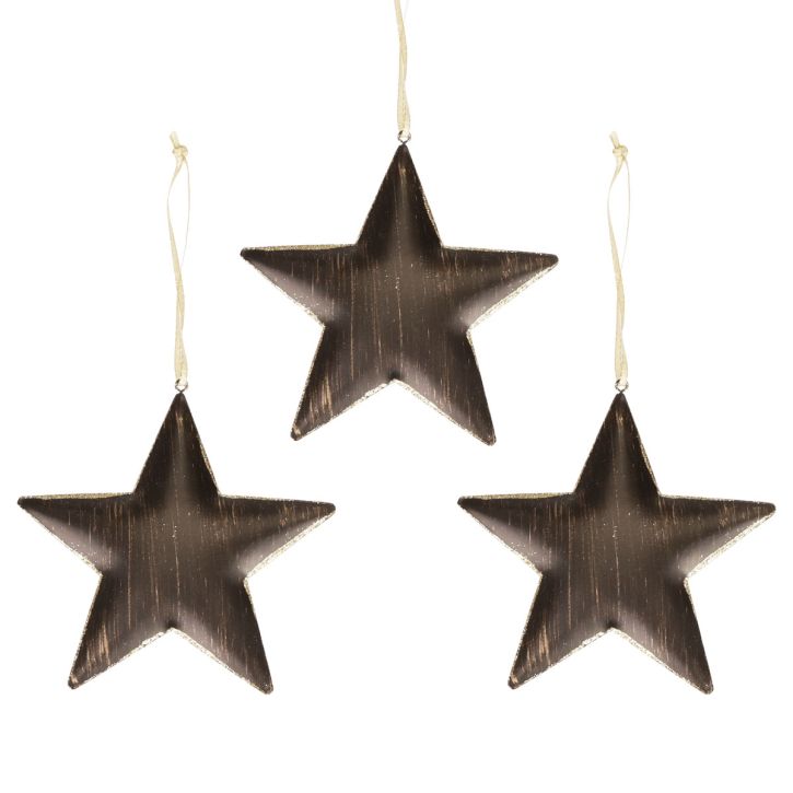 Decoración del árbol de Navidad decoración estrella metal negro oro Ø15cm 3ud