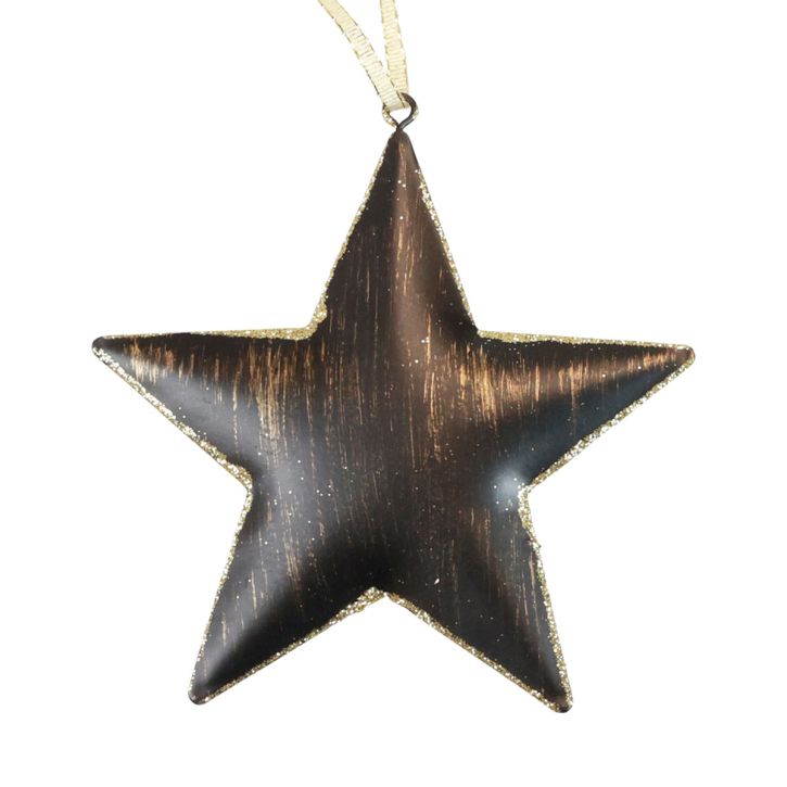 Artículo Decoración del árbol de Navidad decoración estrella metal negro oro Ø15cm 3 piezas