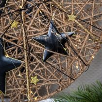 Adornos para árboles de Navidad estrella decorativa metal negro dorado Ø11cm 4ud