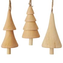 Adornos para árboles de Navidad abeto de madera, colgante de madera natural 7-8cm 12ud