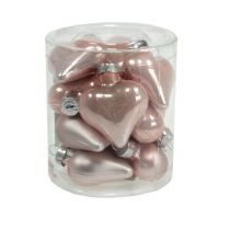 Artículo Mini corazones de cristal rosa 4cm 12uds