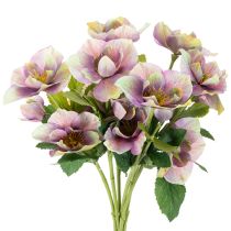 Artículo Ramo de rosas artificiales de Navidad con flores moradas, 35 cm, 6 unidades.