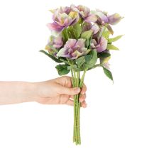 Artículo Ramo de rosas artificiales de Navidad con flores moradas, 35 cm, 6 unidades.