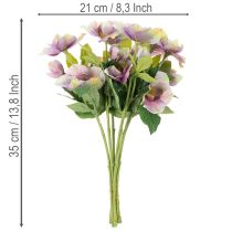 Artículo Ramo de rosas artificiales de Navidad con flores moradas, 35 cm, 6 unidades.