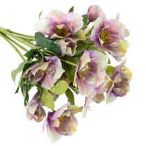Artículo Ramo de rosas artificiales de Navidad con flores moradas, 35 cm, 6 unidades.