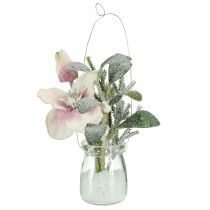 Artículo Rosa navideña artificial en cristal flores artificiales para colgar H22cm
