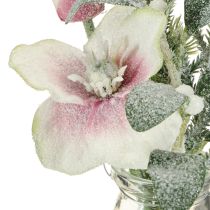 Artículo Rosa navideña artificial en cristal flores artificiales para colgar H22cm