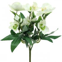 Artículo Rosas navideñas ramo decorativo blanco flores artificiales arreglo navideño 27cm