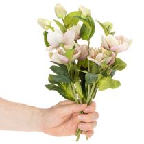 Artículo Adorno floral artificial de rosas navideñas, ramo de 4 piezas de 30 cm.
