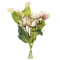 Artículo Adorno floral artificial de rosas navideñas, ramo de 4 piezas de 30 cm.