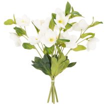 Artículo Rosa navideña artificial, ramo decorativo de flores blancas, 40 cm, 4 piezas.