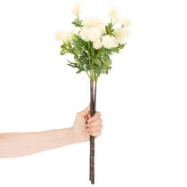 Artículo Flor de crisantemo artificial, ramo blanco crema, rama decorativa, grande 56 cm, 4 piezas