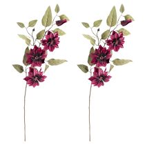 Artículo Clemátide artificial 3 flores flores artificiales Burdeos 81cm 2uds