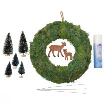 Caja de bricolaje corona de musgo corona de puerta de bosque de invierno Navidad Ø34cm