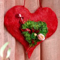 Artículo Corazón de sisal decoración corazón con fibras de sisal en rojo 40x40cm
