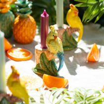 Artículo Candelabro exótico de cerámica con pájaros pintados a mano H14,5cm 2 uds