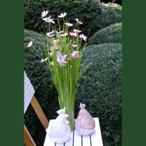 Ramo de hierba con flores y mariposas rosa 70cm