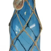 Artículo Botella de vidrio botellas azul marítimo con LED H28cm 2 piezas
