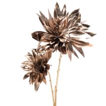 Artículo Flor de dalia artificial, de tallo largo con dos flores, 75 cm.