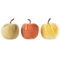 Artículo Tela decorativa manzanas terciopelo manzana marrón amarillo Ø5cm H6cm 12 uds