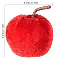 Artículo Tela decorativa manzanas decoración otoñal terciopelo rojo Ø5cm H6cm 12 uds