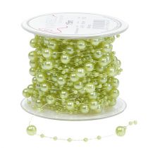 Cinta decorativa con perlas verde claro 6mm 15m
