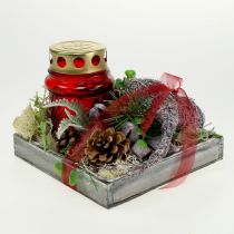 Artículo Vela de cristal roja para vela de tumba, Ø7cm, H13cm, 8 unidades