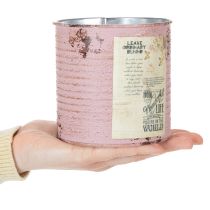 Artículo Lata decorativa, rosa antigua, lata de metal para plantar, Ø11cm H10.5cm