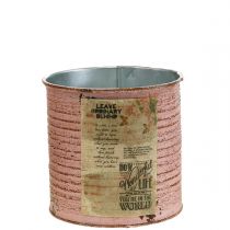 Artículo Lata decorativa lata de metal rosa viejo para plantar Ø11cm H10.5cm