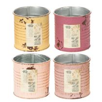 Artículo Caja decorativa metal vintage Ø8cm H7.5cm Diferentes colores