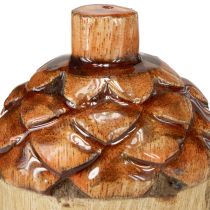 Artículo Bellotas decorativas de madera para mesa, decoración verde, naranja y roja, 10 cm de alto, 3 unidades