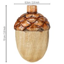 Artículo Bellotas decorativas de madera para mesa, decoración verde, naranja y roja, 10 cm de alto, 3 unidades