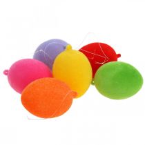 Artículo Huevos decorativos flocados de colores 4cm 18 piezas