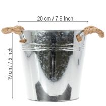 Artículo Maceta decorativa de metal con asas de cuerda, Ø20cm