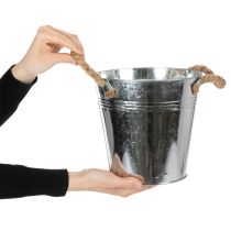 Artículo Maceta decorativa de metal con asas de cuerda, Ø20cm