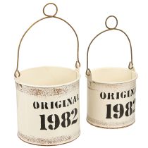 Artículo Asa de cubo decorativa &quot;Original 1982&quot; Crema Ø12/10cm 2×2-Set