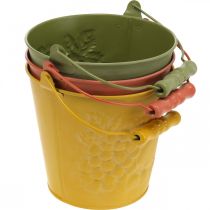 Artículo Cubo decorativo de frutas lavadas amarillo, naranja, verde Ø15cm H14cm juego de 3
