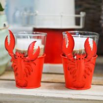 Artículo Cubo decorativo langosta metal rojo Ø8cm H13cm 3 piezas