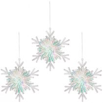 Artículo Copo de nieve decorativo de cristal de hielo para colgar Ø15cm 3ud