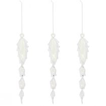Artículo Carámbano decorativo decoración de invierno para colgar blanco claro 23m 4 piezas