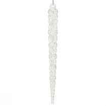 Artículo Carámbanos decorativos para colgar purpurina transparente invernal 14cm 4ud