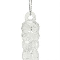Artículo Carámbanos decorativos para colgar purpurina transparente invernal 14cm 4ud