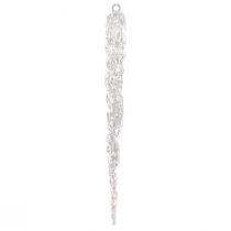 Artículo Carámbanos decorativos para colgar decoración de invierno transparente 18,5 cm 3 piezas