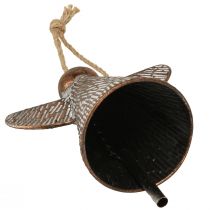 Artículo Campana decorativa de metal con forma de ángel de la guarda, color bronce y blanco, estilo vintage shabby chic, 21 x 13,5 x 24 cm